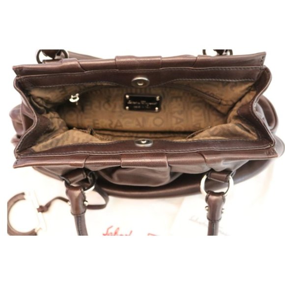 Salvatore Ferragamo Brown Leather Shoulder Bag - Picture 6 of 11